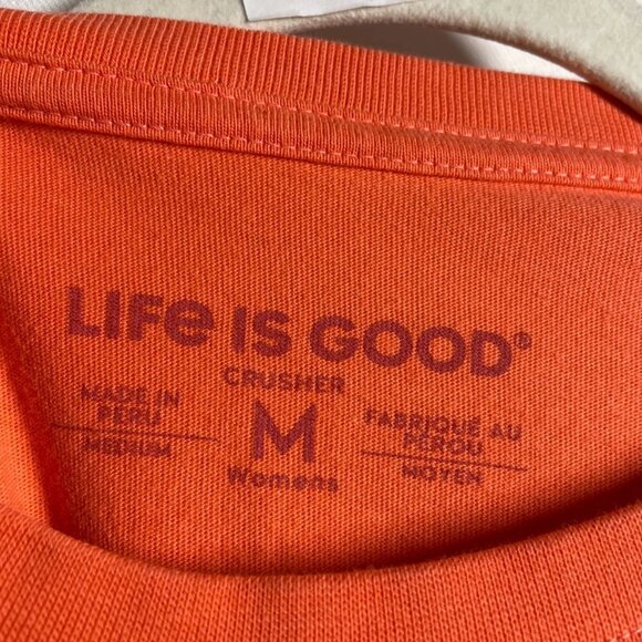 Life Is Good Womens Orange Ready To Roam Passport Short Sleeve Crusher Tee Sz M - Picture 3 of 6